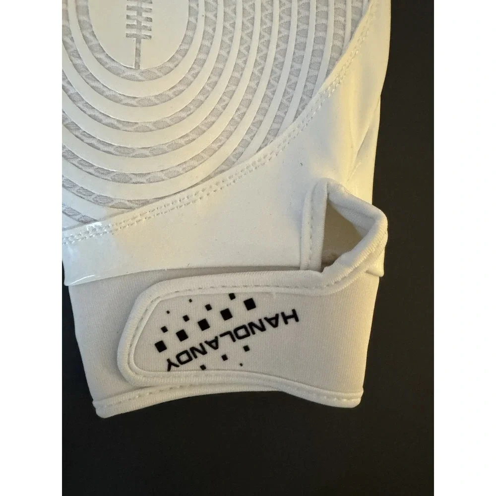 NEW HANDLANDY Football Gloves White Adult Large Receiver Grip Gloves